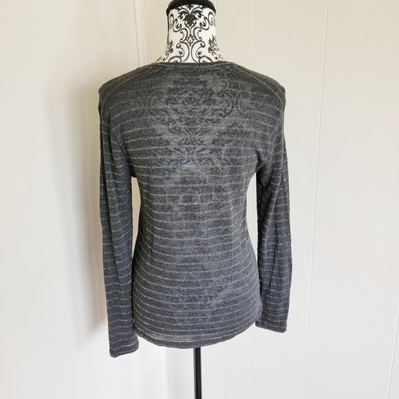 Rails Sami Charcoal Bronze Stripe Modal Blend Tee - Picture 3 of 5